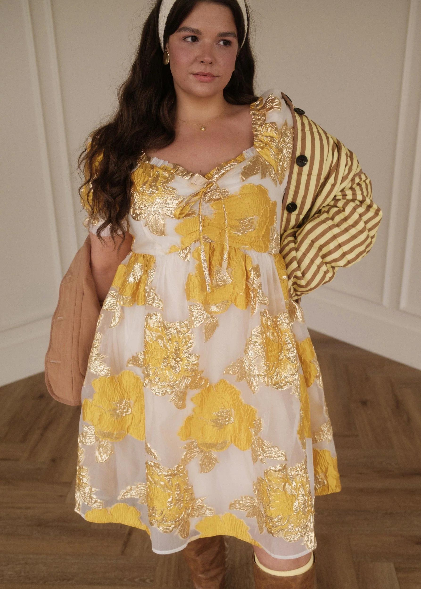 Beaumont Cream Gold Dress - Image 4
