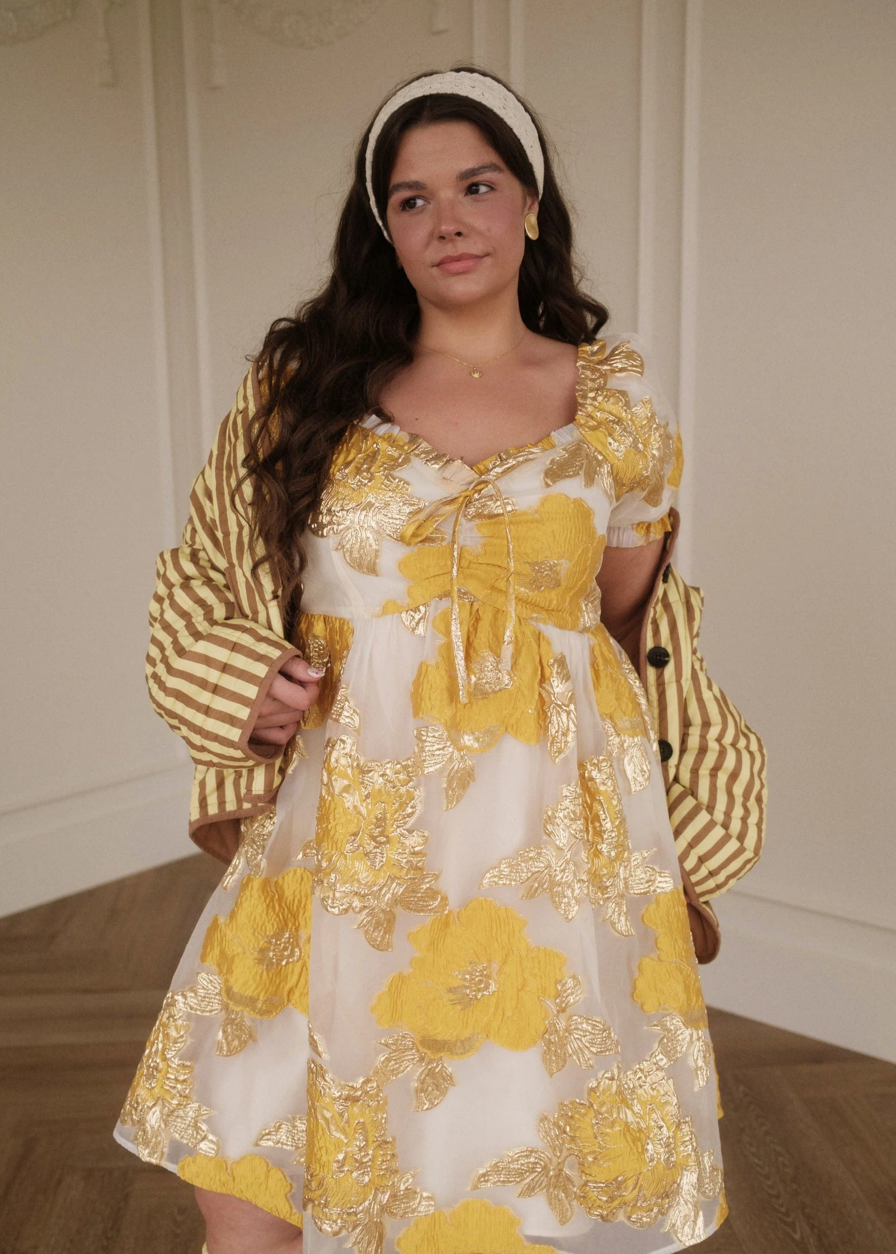 Beaumont Cream Gold Dress - Image 6