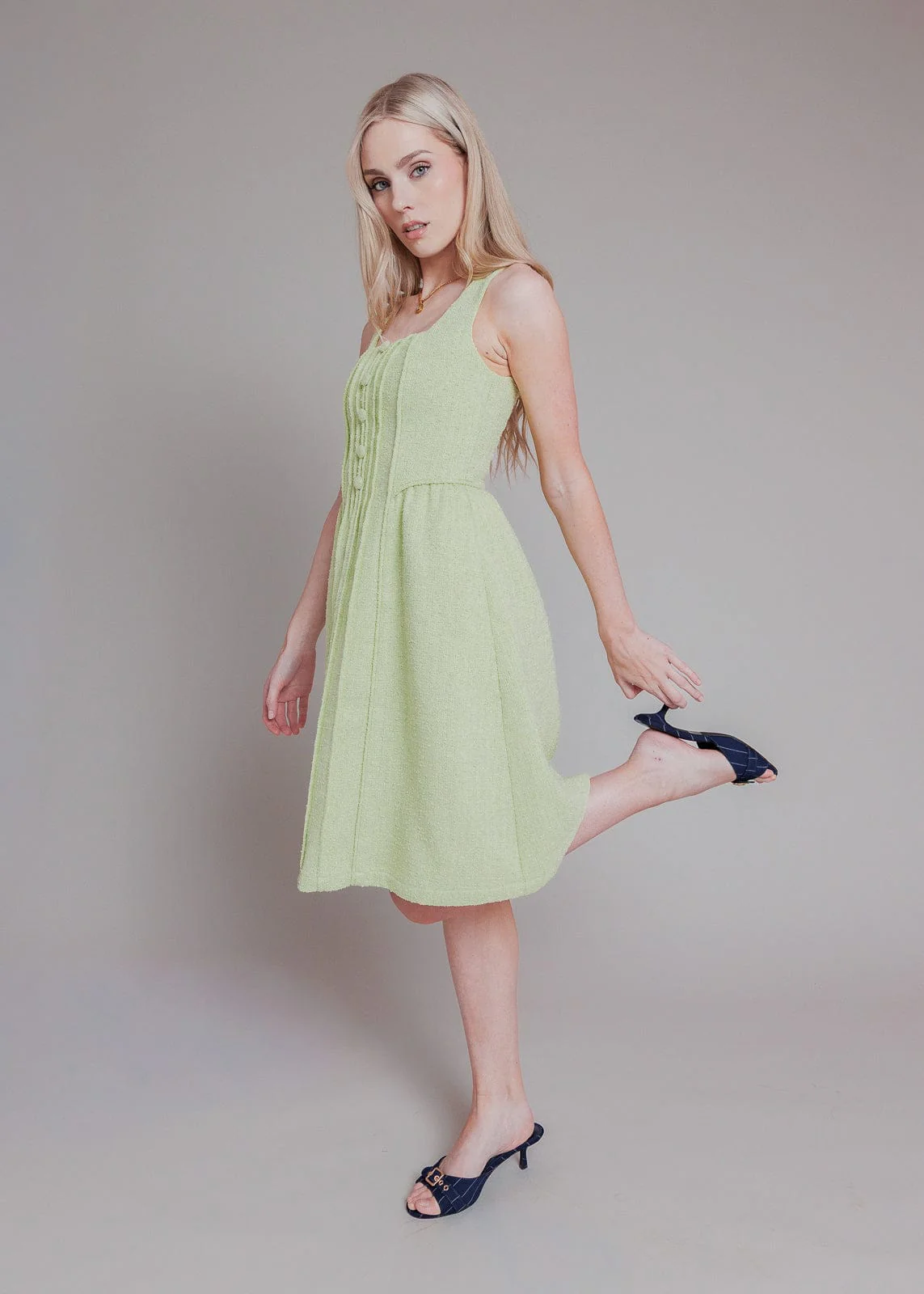 Waldorf Tweed Boucle Dress - Green - Image 3