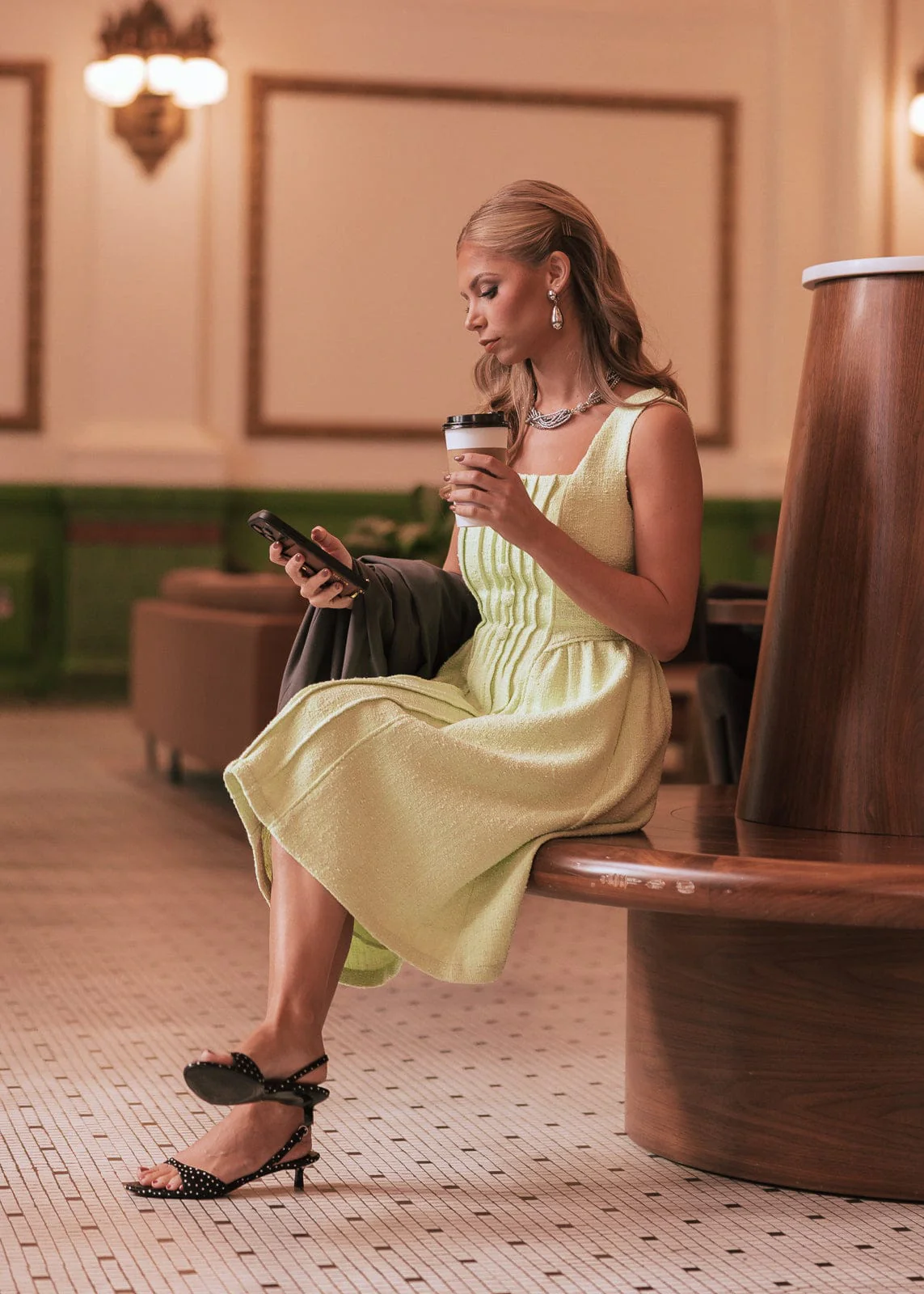 Waldorf Tweed Boucle Dress - Green - Image 6