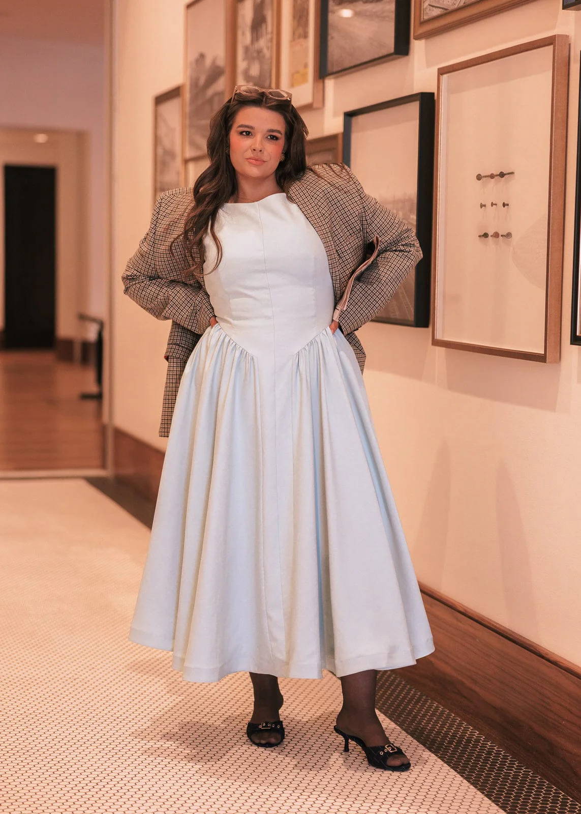 Diana Drop Waist Keyhole Back Dress - Light Blue - Image 9