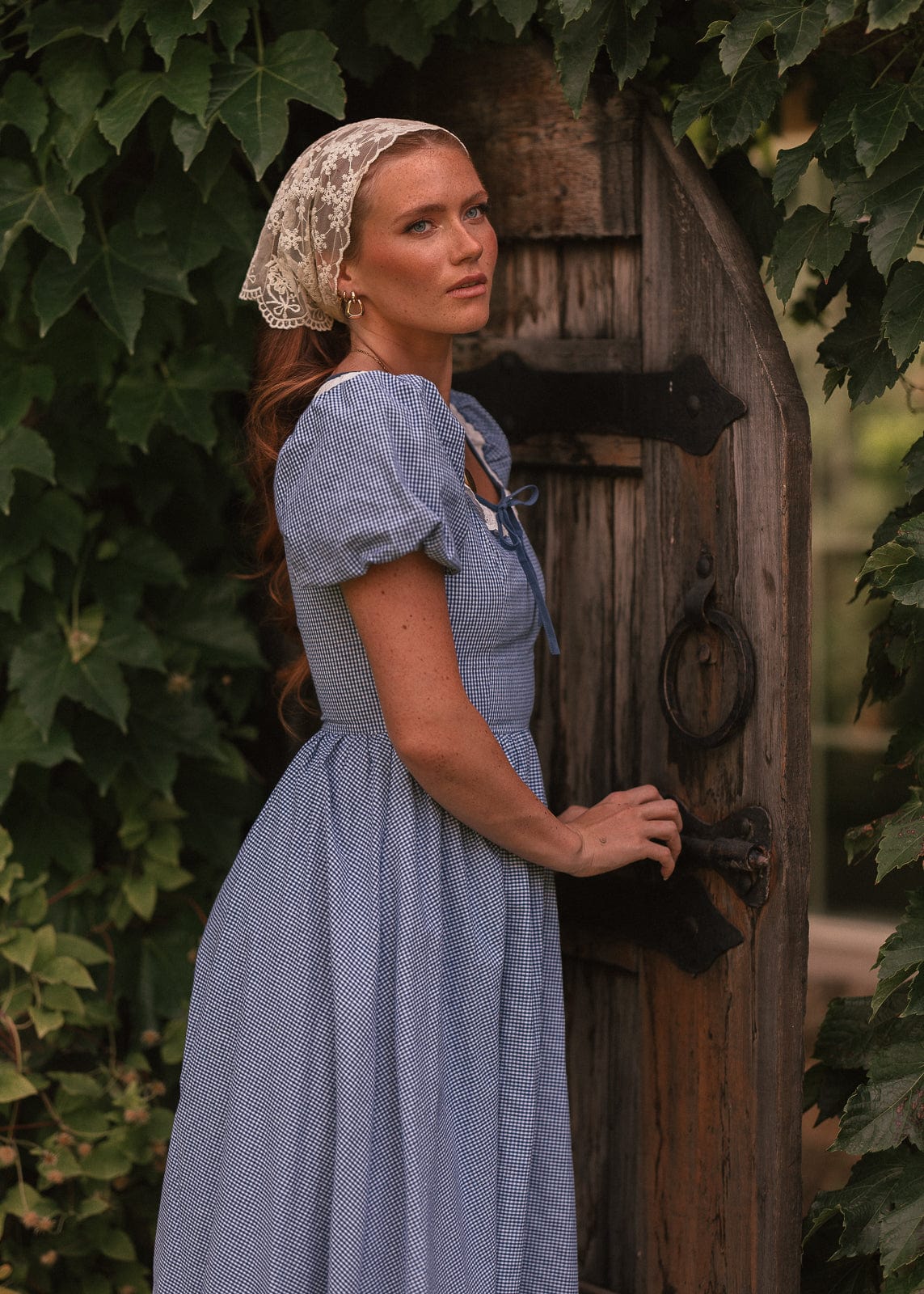 Giselle Micro Gingham Print Dress - Blue - Image 7
