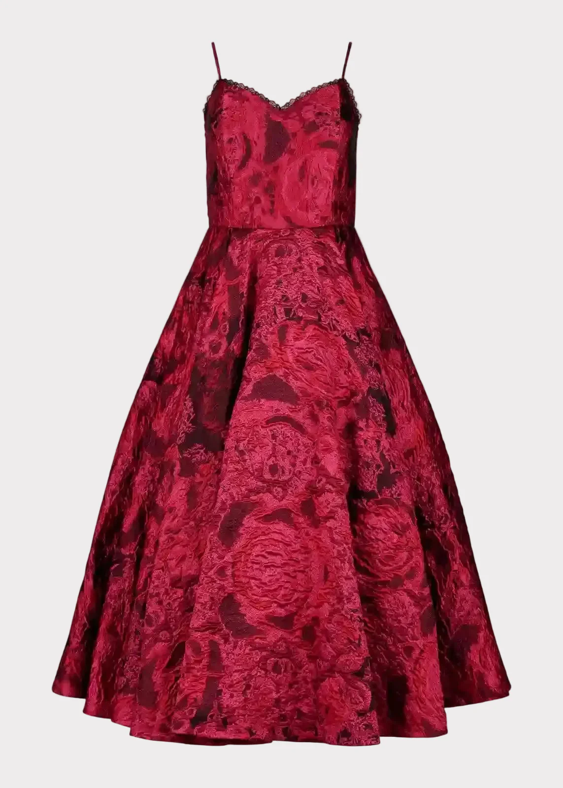 Kelly A-line Jacquard Midi Dress - Red - Image 2