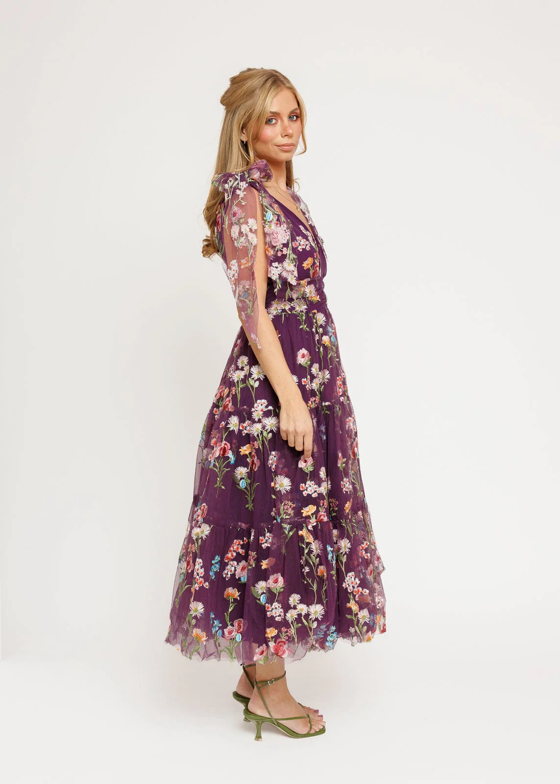 Margaret Floral Midi Dress Purple - Image 3