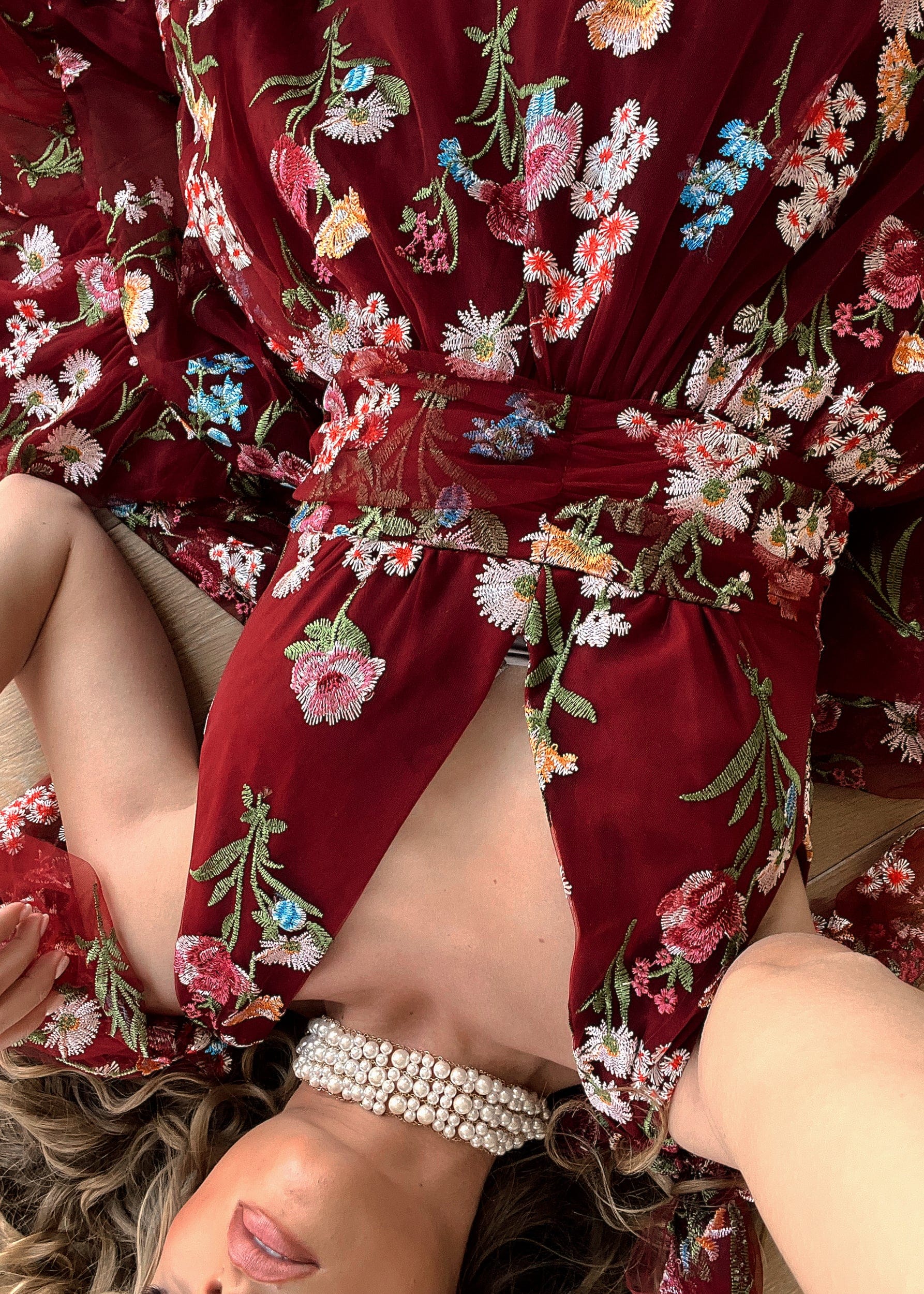 Margaret Floral Midi Dress Red - Image 13